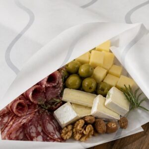 Pliego grande de papel seda parafinado ondas gris para packaging gastronómico y envíos