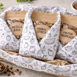 Pliego de papel seda frutal negro para packaging de indumentaria y regalos