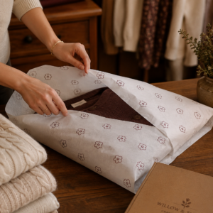 Pliego de papel seda estampado flores para packaging y envoltorios